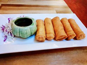 Vegan spring rolls very yum at Bunja Thai in Bendigo