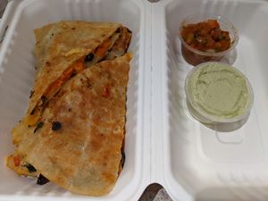 yam and black bean quesadillas at Bunny's Nook Kitchen in Victoria