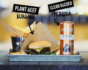 Plant beef burger clean rscued drink at Brödernas in Nykoping