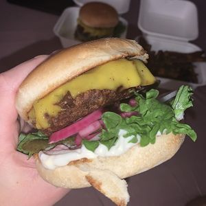 Vegan burger “Farsan" at Brödernas in Nykoping