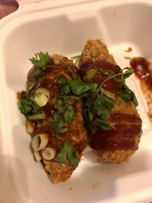 The Burb: Loaded with bourbon-infused sticky BBQ sauce and a sprinkle of spring onion. at Biff's Plant-based Pizza & Wingz in Southampton