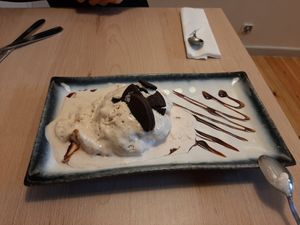 Peanut butter ice cream w Oreo at Vegan AF Ramen in Krakow