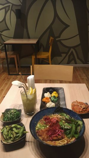 Schabowy ramen plus starters and dimsum  at Vegan AF Ramen in Krakow