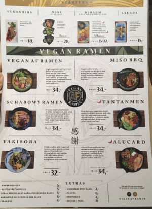 The menu  at Vegan AF Ramen in Krakow