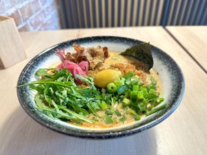 Schabowy Vegan Ramen with added Vegan egg 🍜   at Vegan AF Ramen in Krakow