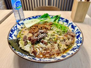 Tantanmen Ramen with added soy strips 🍜  at Vegan AF Ramen in Krakow