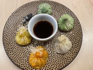 Dim sum - all different fillings - soooo good!  at Vegan AF Ramen in Krakow