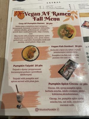 Menu  at Vegan AF Ramen in Krakow