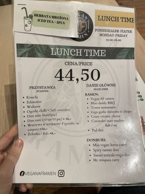 Lunch time special  at Vegan AF Ramen in Krakow
