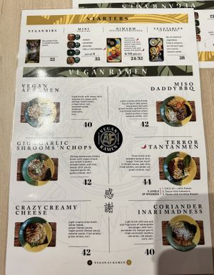 The menu with prices  at Vegan AF Ramen in Krakow