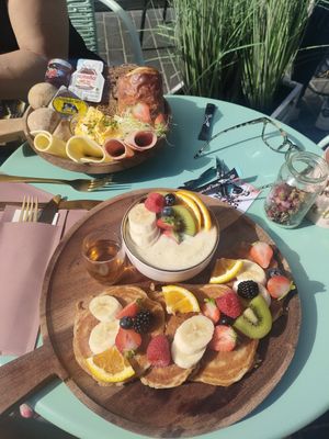 Up: belgian breakfast. Down: vegan breakfast at Sofia in Oostende