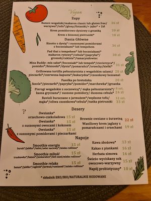 Vegan menu at Gastro Habitat in Bielsko-biala