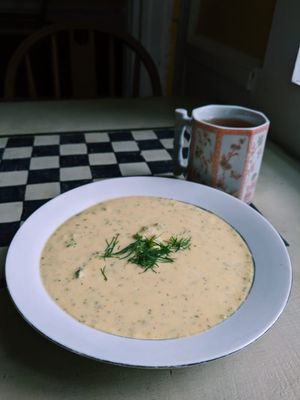 Creamy Cauliflower soup with dill at Abeille Voyante Tea Co in Millvale