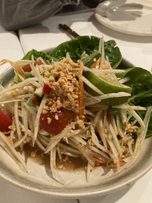 The green papaya and carrot salad with crunchy peanuts.  at Thai Barn in Bradford-on-avon