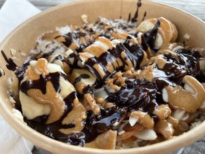 A whole banana with the oatmeal   at Ohana Food Co in Flagler Beach