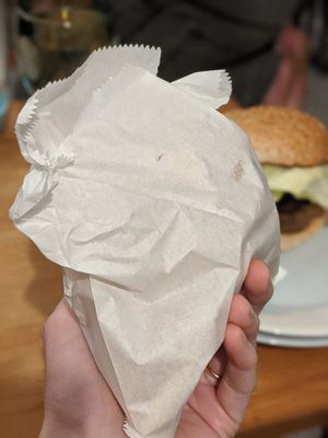 Take away fries, eco packaging! at Bells Diner in Edinburgh