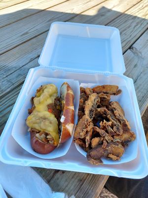 Philly and fried portobello at Earth's Harvest - Food Truck in Springfield