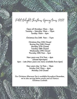 Christmas opening times at Petit Delight in Cleethorpes