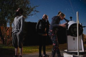 Peeping through our Dobsonian telescope at Under The Lime Tree in Angouleme
