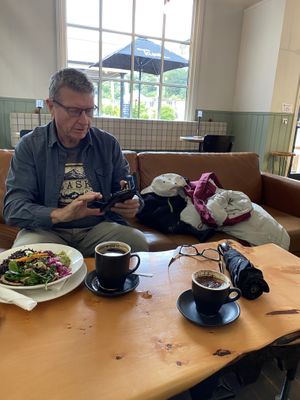 Comfy chairs at Tracks Cafe in Queenstown