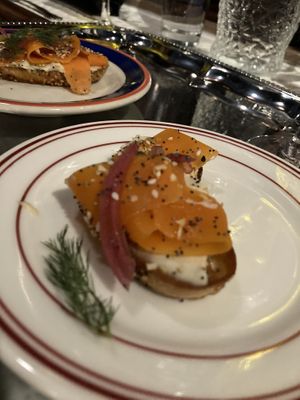 Carrot lox with tofu cream cheese  at Amor y Amargo in New York City
