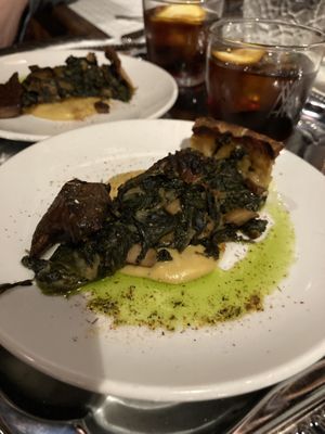 Spinach and mushroom torte  at Amor y Amargo in New York City