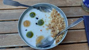 Veganes Cocos-Panacotta at La Chevre Qui Rit in Colmar