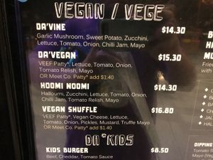 Menu at DA'Burger in West End