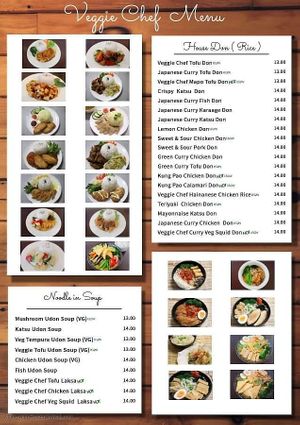 Menu page 2 at Veggie Chef in Oakleigh