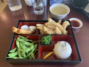 Salted calamari bento with miso    at Veggie Chef in Oakleigh
