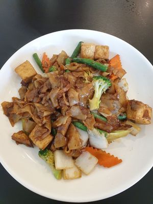 Delicious char kway teoh (minus egg to make it vegan) at Veggie Chef in Oakleigh
