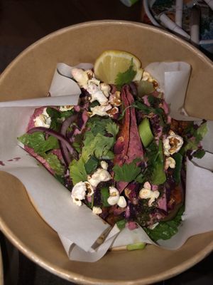 Pink tacos  at Vunk Food in Frankfurt