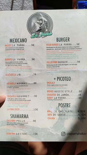 Carta at Hostel La Parra in Bakio