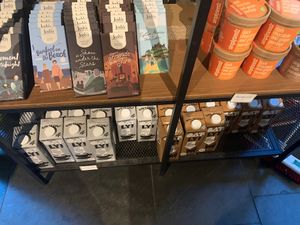 Vegan porridge, chocolate and Oatly for sale in the shop  at The Old Forge in Hayle