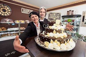 La proprietaria Zina Vicol at Pasticceria Chapeau in Desio