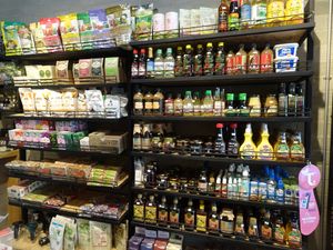 plant based milks, sauces, vinegars, oils... at Frutos & Semillas in Medellin