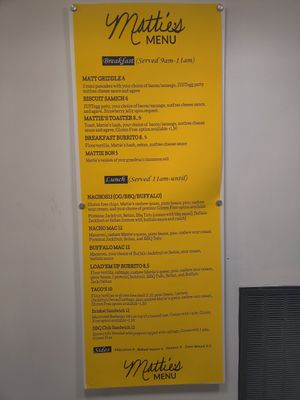 Menu at Mattie's Foods in Kansas City