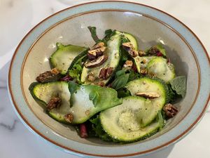 Zucchini pecan salad - it was free but amazing  at local EAT in Seoul