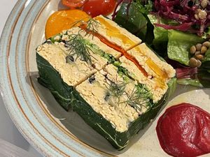 Vegetable terrine close up  at local EAT in Seoul