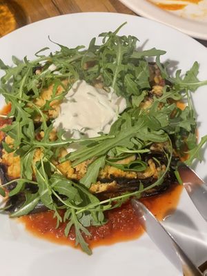 Eggplant Lasagna. Please make sure you want vegan version w/out cheese. Also please note that there are no lasagna pasta in it, just eggplant😄 at local EAT in Seoul