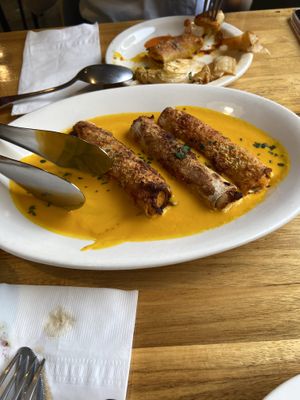 This was a pumpkin purée roll dish. Idk the name    at local EAT in Seoul