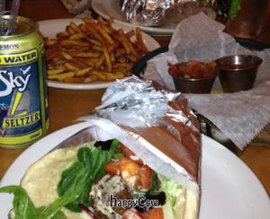 falafel and fries ordered from the caravaan next door. delicious at La Cocina de Luz in Telluride