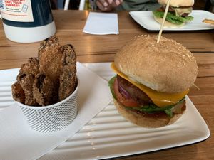 VBGG and the new zucchini fries...so good!!! at Grill'd in Mill Park