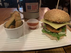 BBGG and very salty zucchini fries  at Grill'd in Mill Park