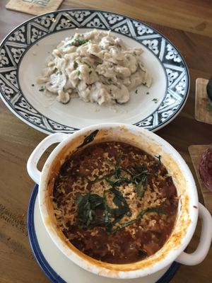 Lasagne and fettuccini with button mushrooms  at Cu Va Re in Ho Chi Minh City