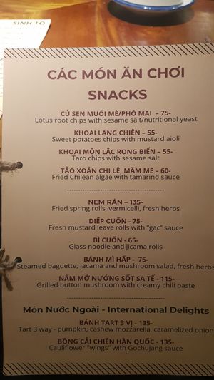 Menu 1/10 at Cu Va Re in Ho Chi Minh City