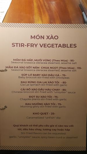 Menu 3/10 at Cu Va Re in Ho Chi Minh City