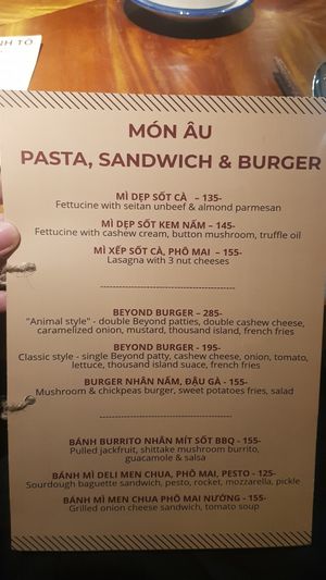 Menu 7/10 at Cu Va Re in Ho Chi Minh City