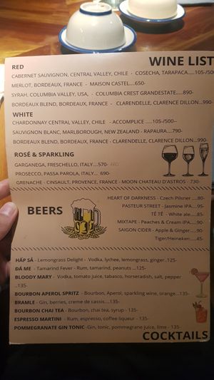 Menu 10/10 at Cu Va Re in Ho Chi Minh City