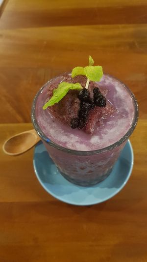 Coconut milk, lychees & blueberries at Cu Va Re in Ho Chi Minh City